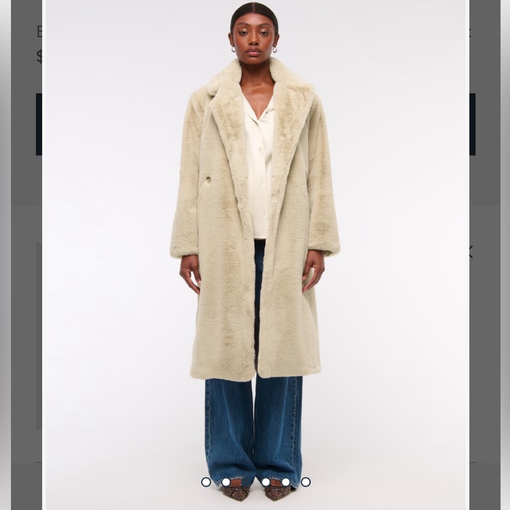 Abercrombie & Fitch Double Breasted Faux Fur Coat